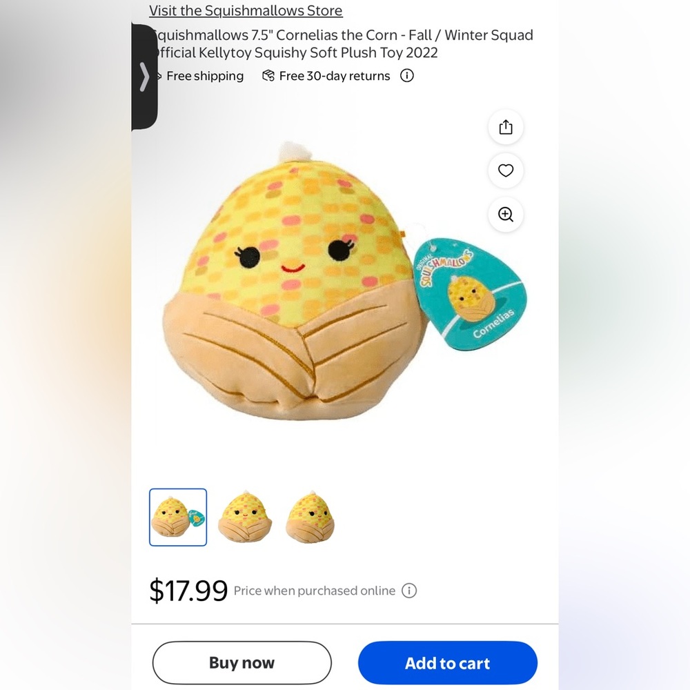 Squishmallows Yellow Corn on the Cob- -Like New - Picture 15 of 15